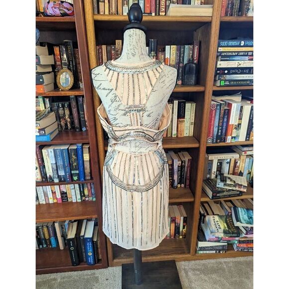 VENUS retro 20s beaded cocktail dress pink sz large nwt - Picture 3 of 7